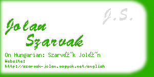 jolan szarvak business card